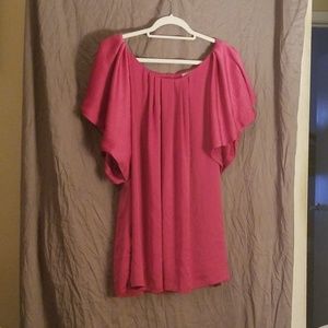 Ava & Viv Pink Faux Satin Blouse